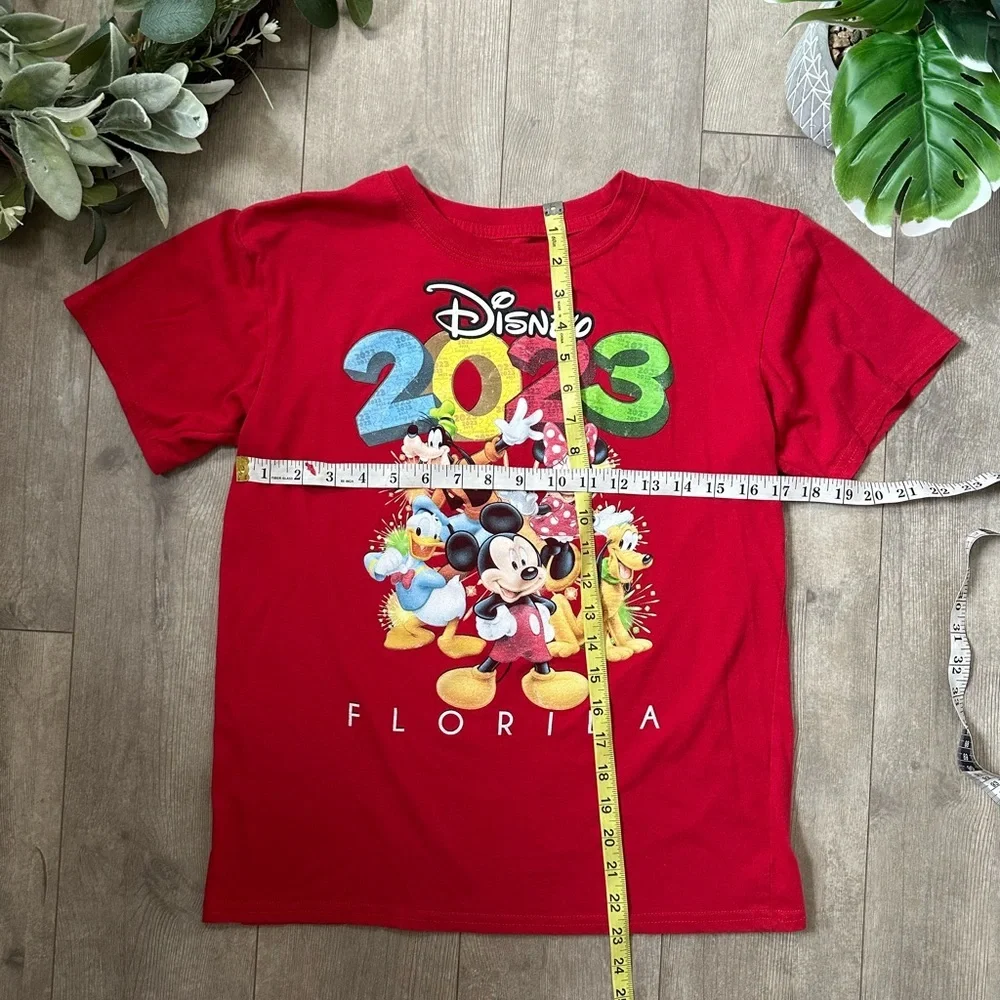 Disney 2023 Kids Red Graphic T-Shirt Florida Casual Graphic Mickey Minnie Donald